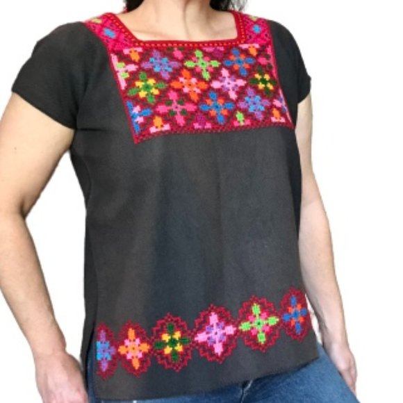 Handwoven Embroidered Colorful Mayan Huipil Authentic Artisan Made M/L - Picture 7 of 15